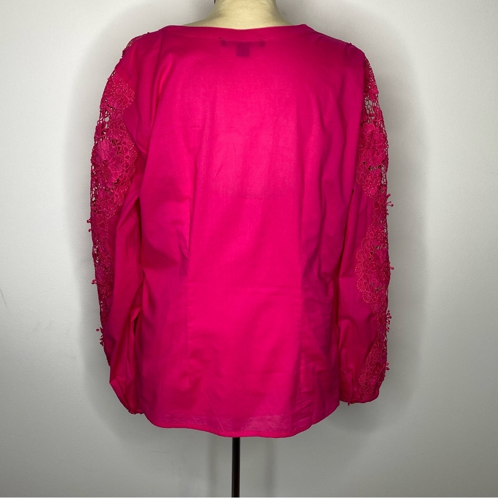 Boston Proper Pink Lace Inset Button Up Blouse - Picture 11 of 15